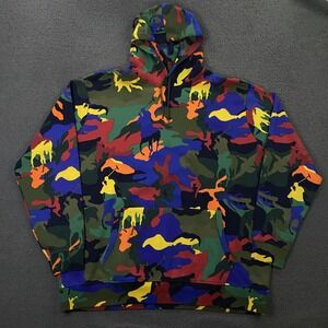 Polo Ralph Lauren Hoodie Mens 3XLT Multicolor Camo Pony Double Knit Pullover